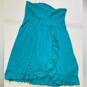 Dotty Teal blue beach cover up, Stretchy Size L